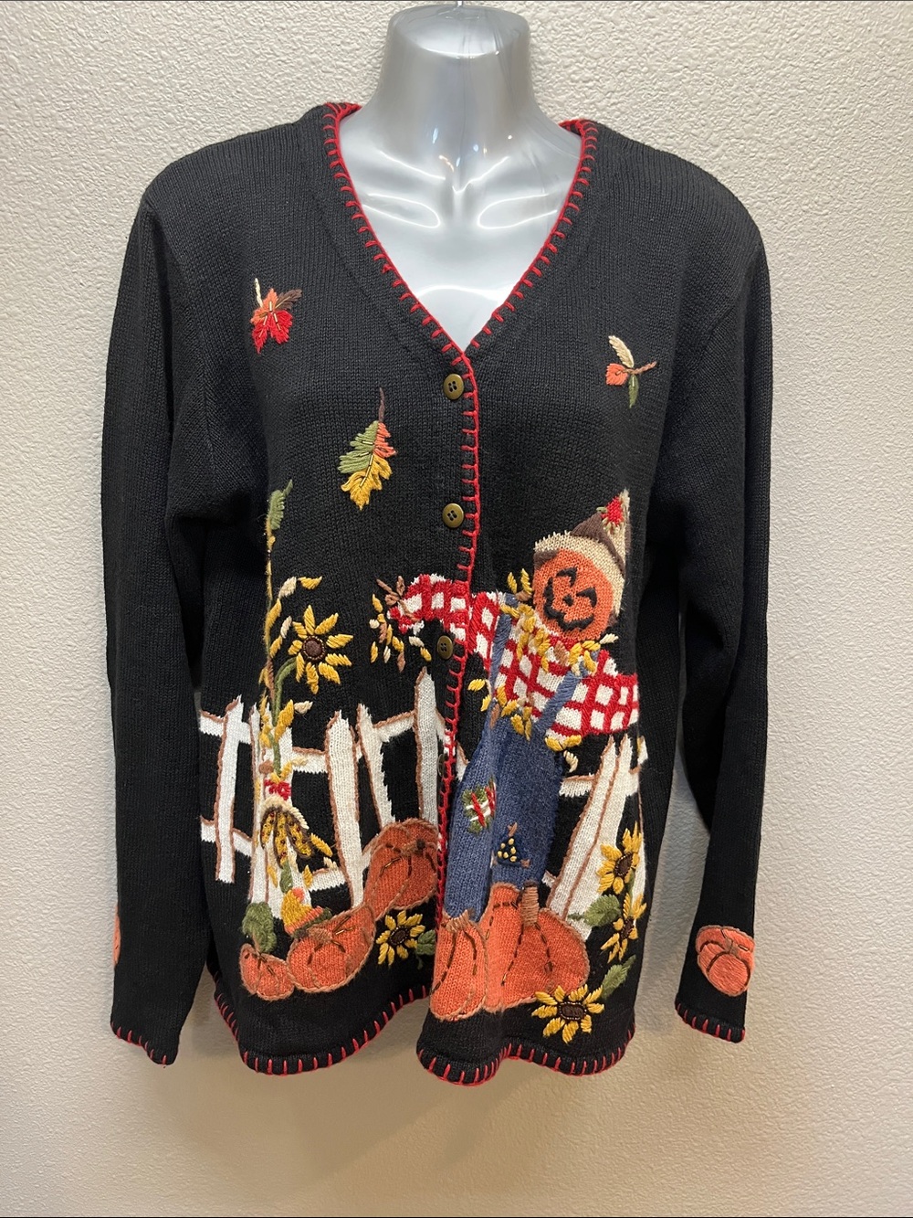 Arriviste vintage black button up sweater size  large